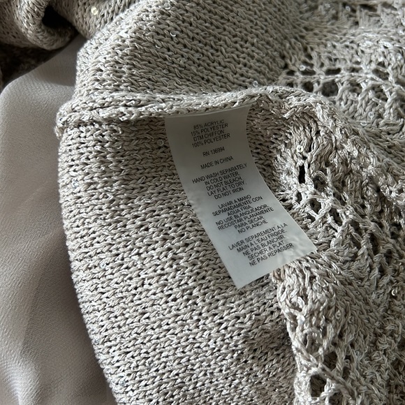 Sequin Beige Chiffon Sweater, size small - Picture 4 of 5